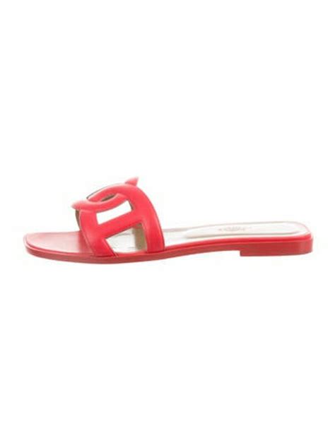 hermes omaha red slide sandals